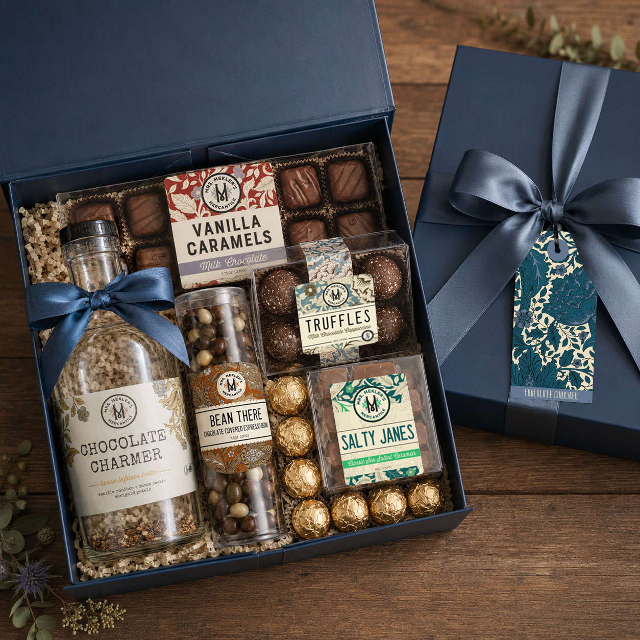 Chocolate Charmer dessert cocktail infuser gift box with chocolate and espresso confections