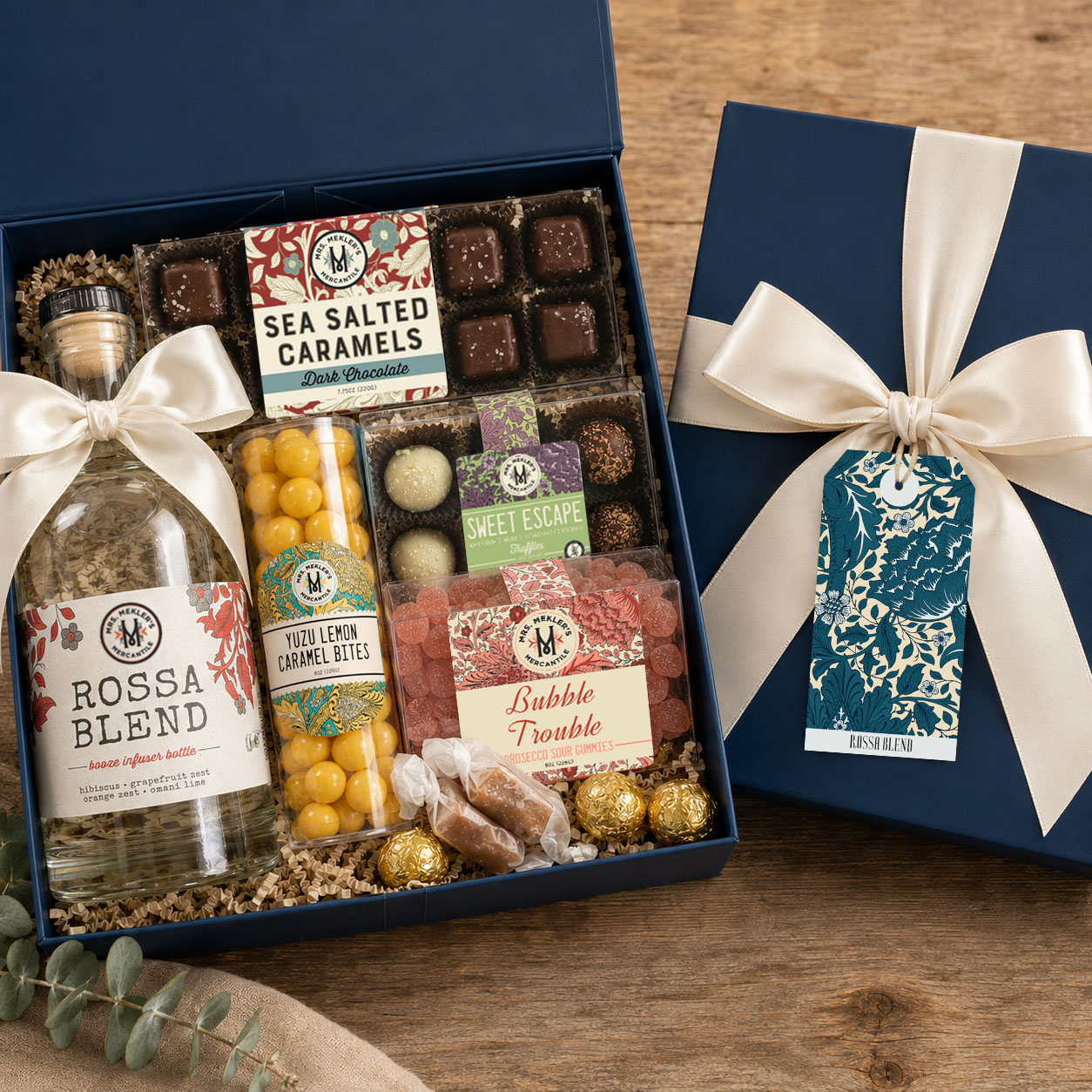 Rossa Blend hibiscus and citrus cocktail infuser gift box with floral confections