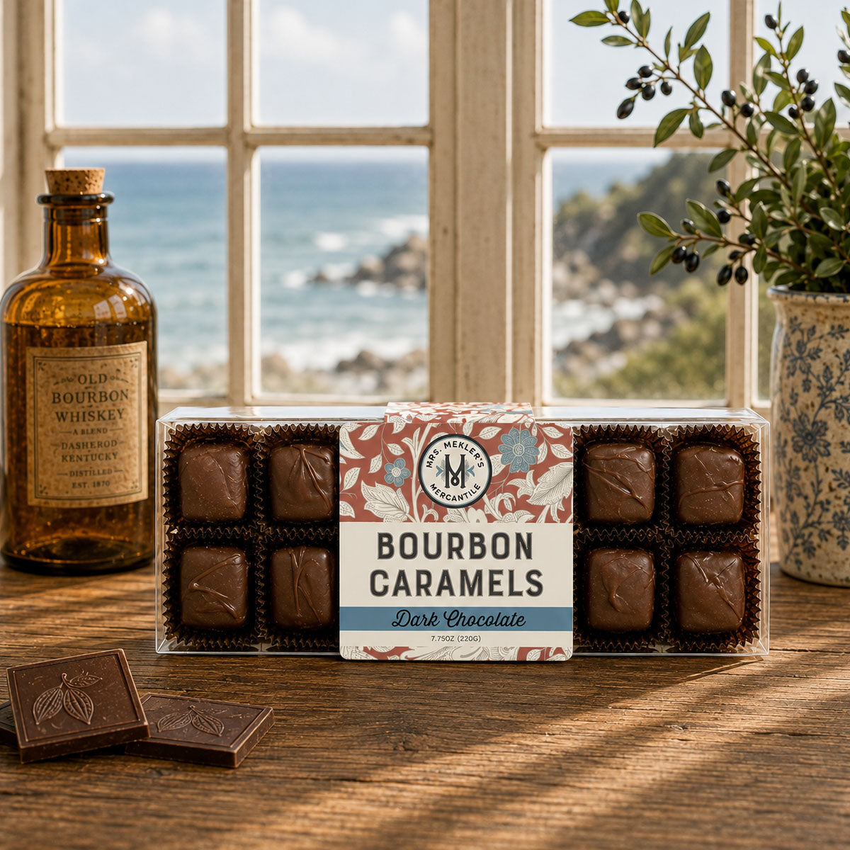 Dark Chocolate Bourbon Caramels