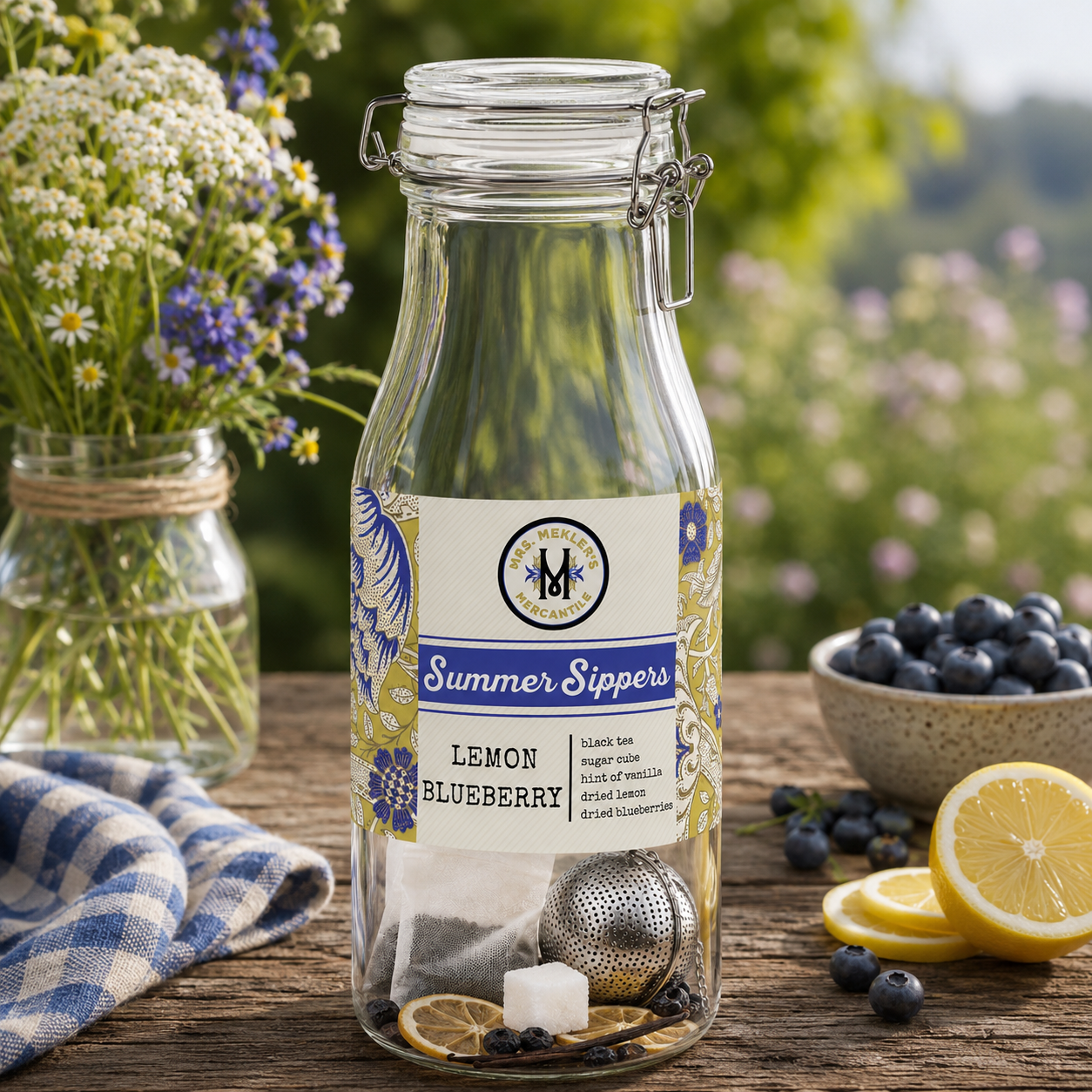 Lemon Blueberry Summer Sipper — Makes 1 Gallon of Fresh Iced Tea